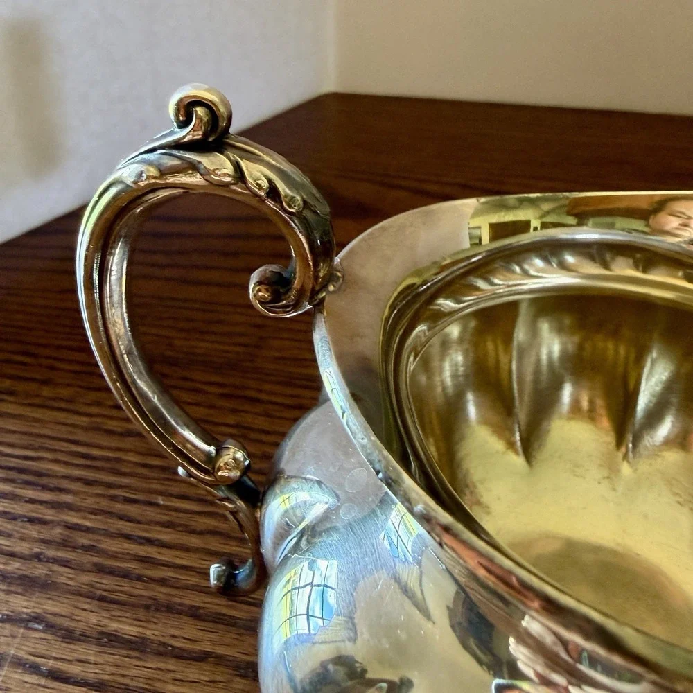 Vintage Community Plate Old English Melon Pattern Creamer, Sugar Bowl With Lid